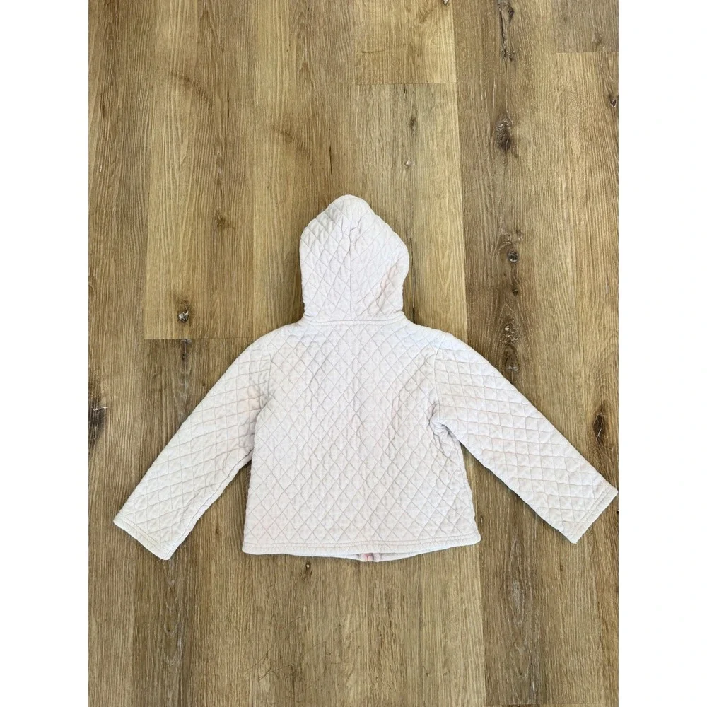 Gymboree Quilted Faux Fur Trim Zip Hoodie Kids Size S 5-6 Pink Hooded Jacket